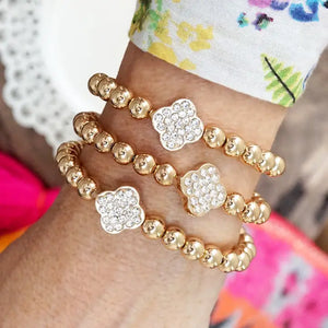 Crystal Clover Ball Beads Bracelets Stack