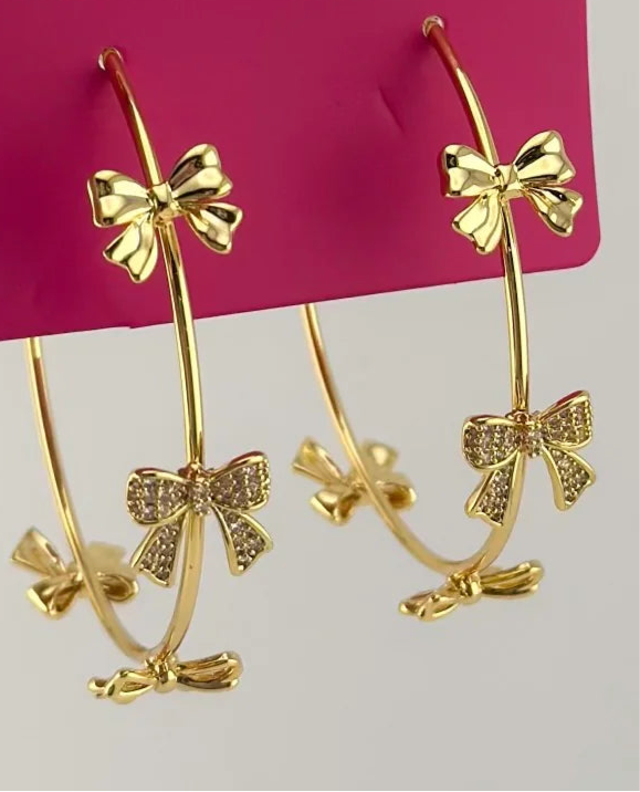 Bows and Kisses Hoop Earrings