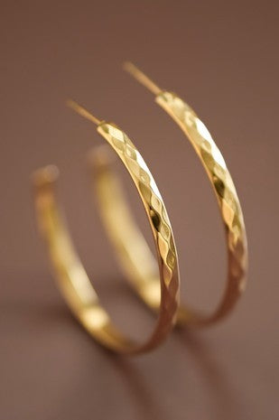 Zoe Hammered Gold Hoop Earrings