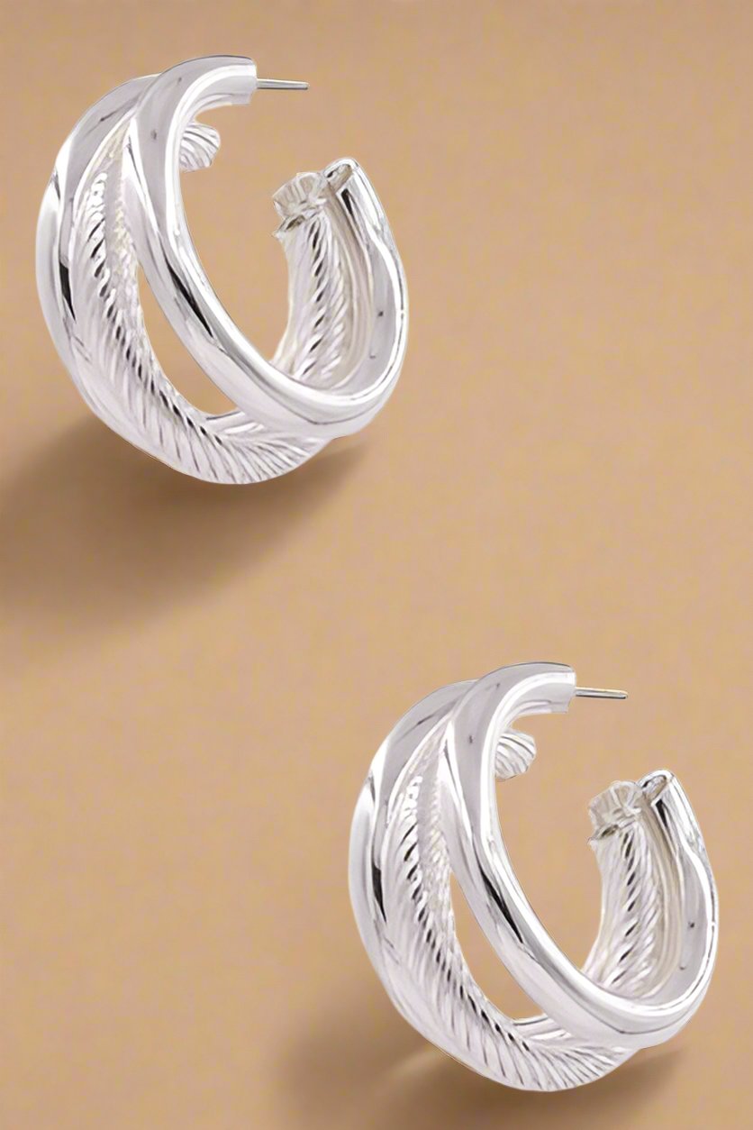 Triple Hoop Silver Earrings