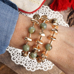 Shiny Nuggets and Glass Beads Statement Bracelet