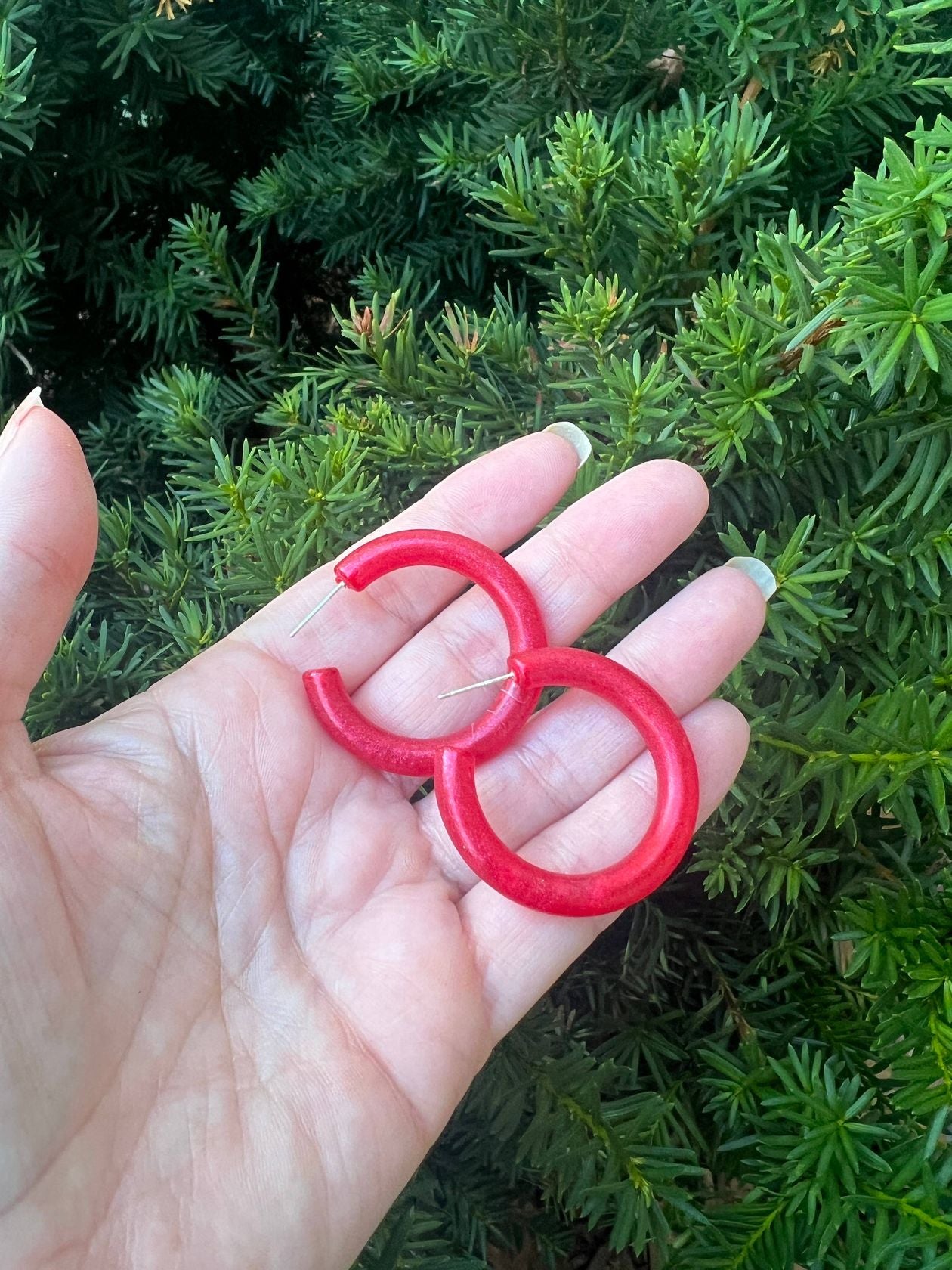 Candy Red Hoop Acrylic Earrings