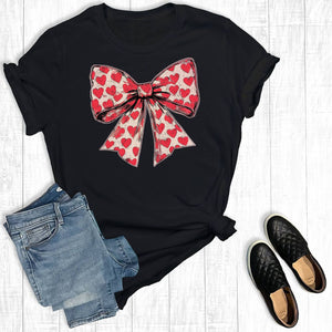 Valentines Heart Bow Graphic Tee