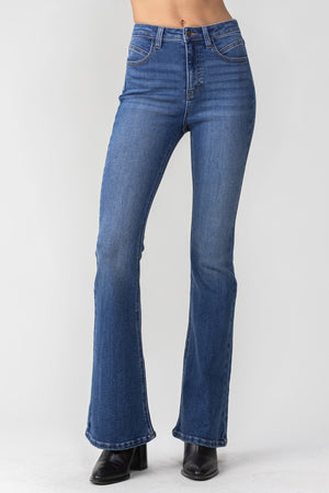 High Rise Basic Bootcut Jeans in Medium Wash