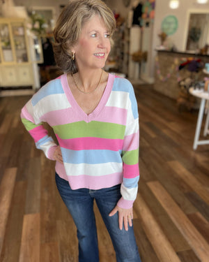 Pretty in Pastels V Neck Sweater in Pink or Yellow