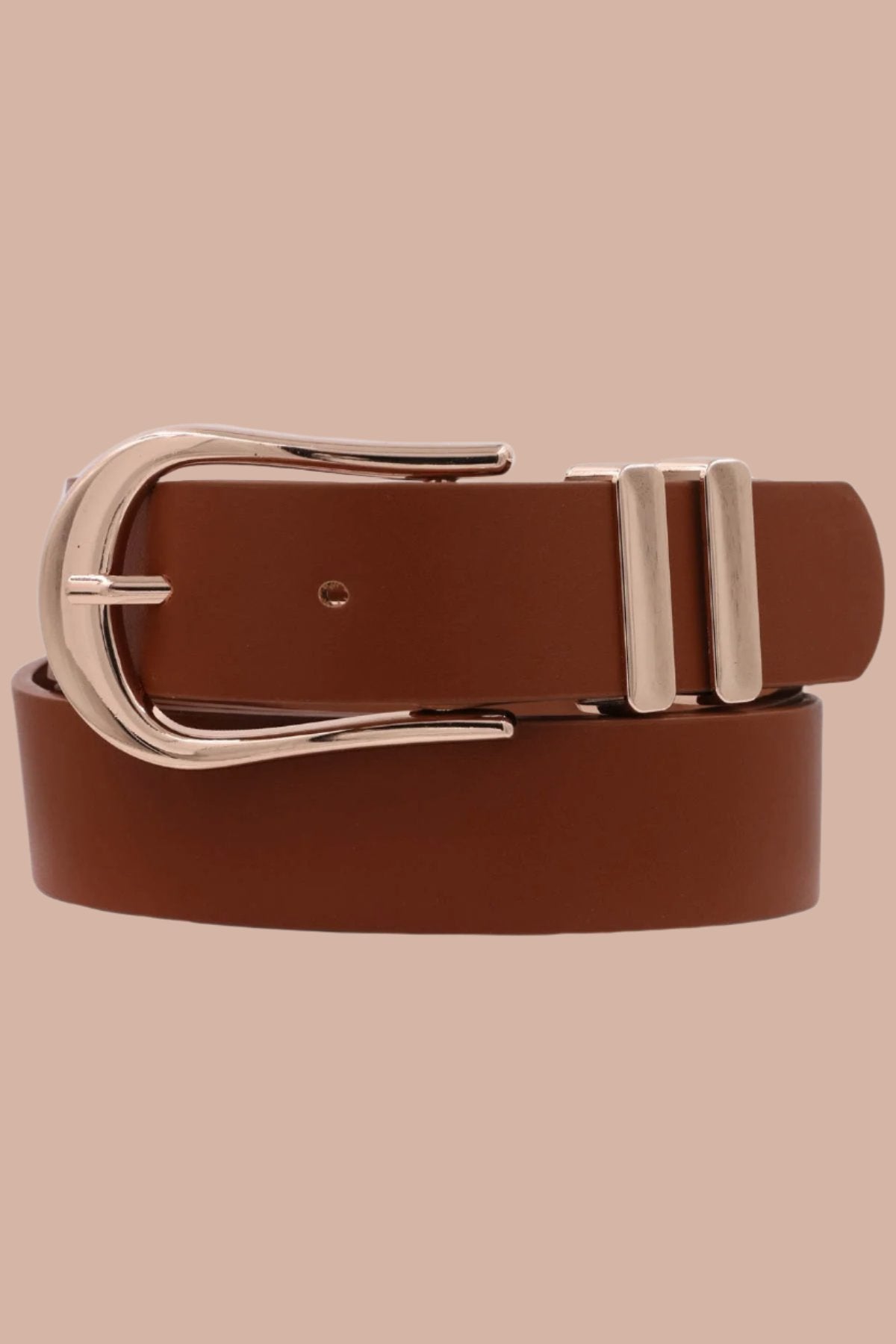 U Shape Buckle Faux Leather Belt