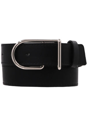 D-Buckle Belt with Silver Buckle