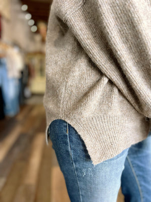 Split Hem Sweater in Latte