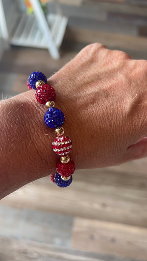 Bedazzled Patriotic Beaded Ball Bracelet