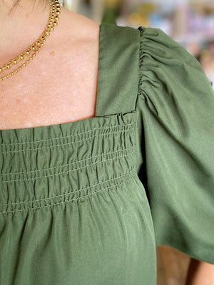 Olive Green Square Neck Top