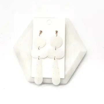 White Glitz Mod Acrylic Statement Earrings
