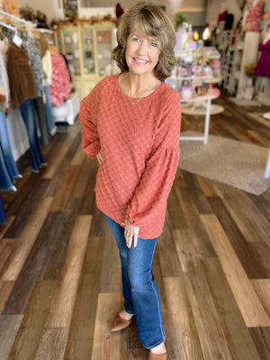 Rust Brushed Checkered Top