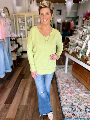 Matcha Green Front Seam Sweater