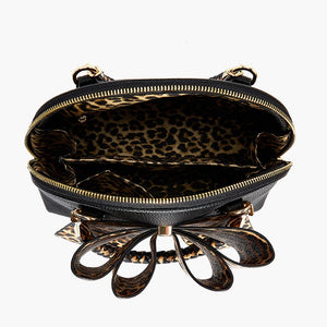 Leopard Top Handle Bow Bag