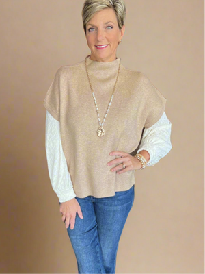 Taupe Short Sleeve Sweater