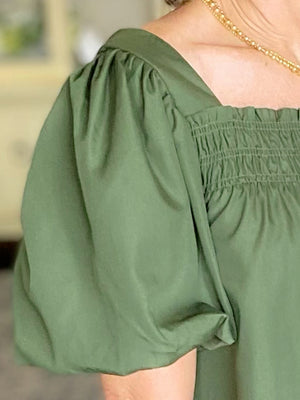 Olive Green Square Neck Top