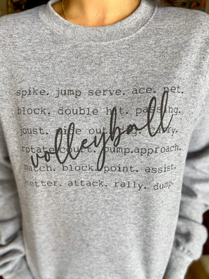 Volleyball Words Sweatshirt in Heather Gray