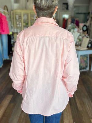 Make Me Blush Oversized Button Up Blouse in Baby Pink