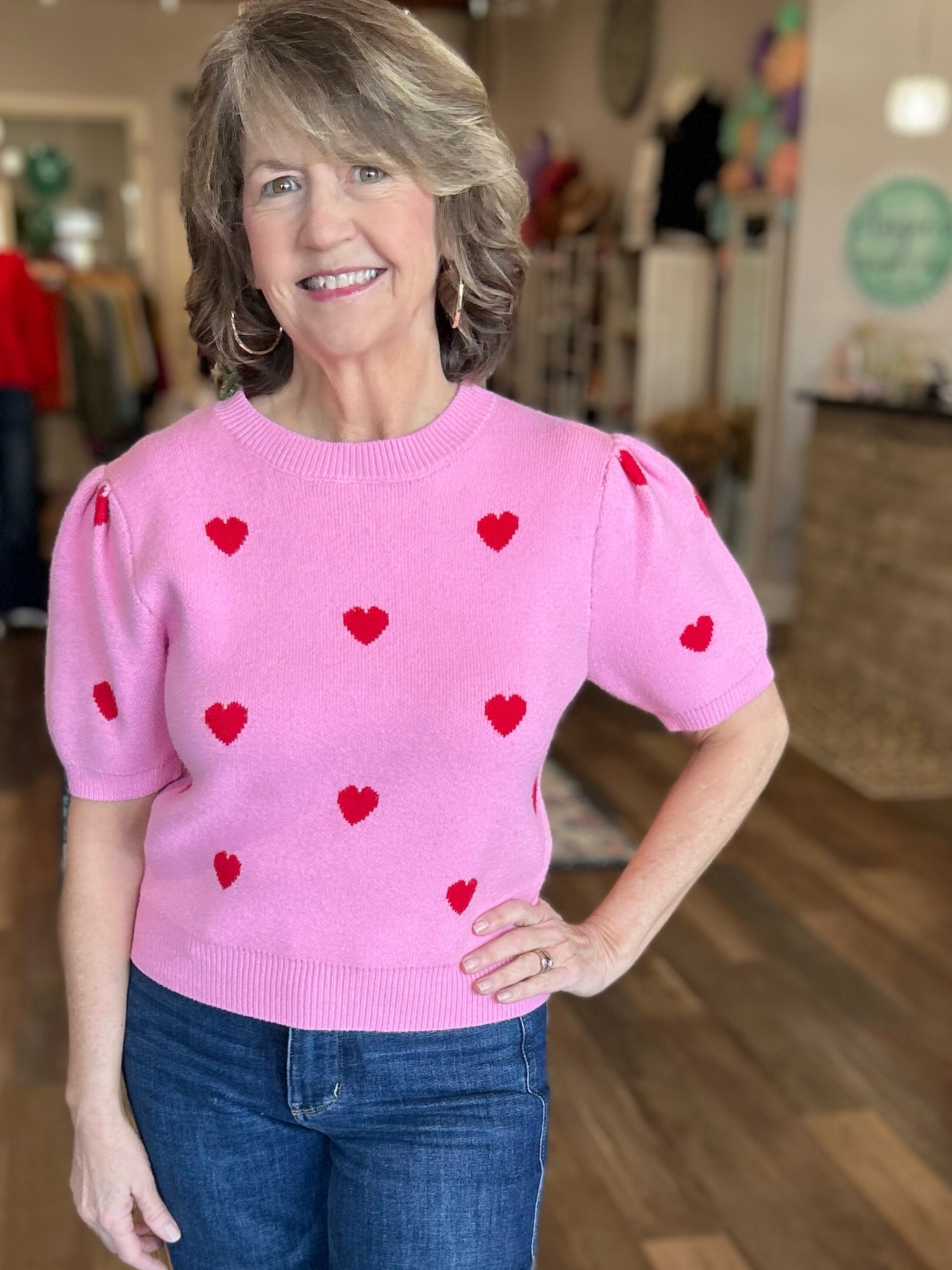 Sweetheart Short Sleeve Sweater