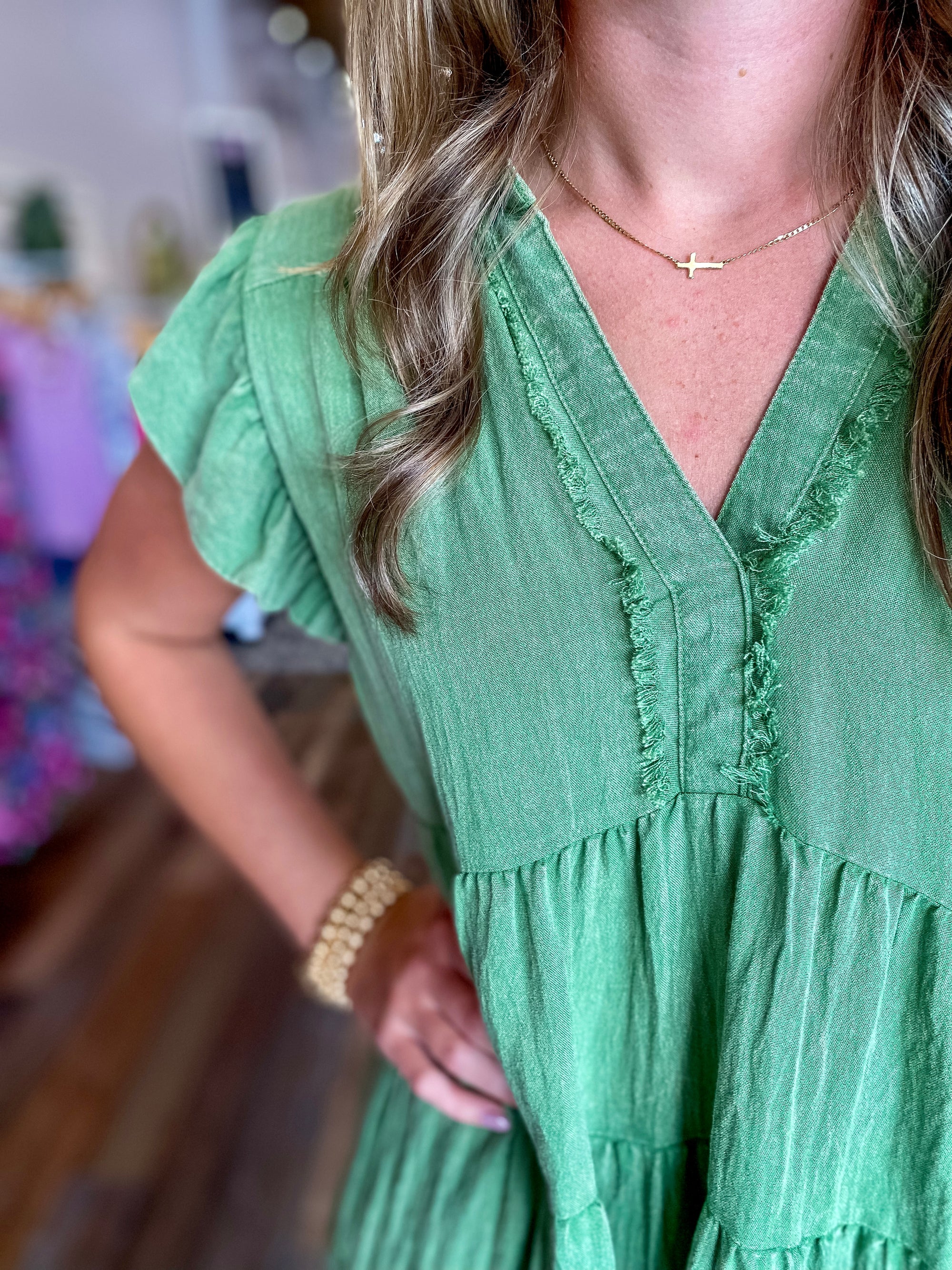 Sage Lovin' Tiered Dress