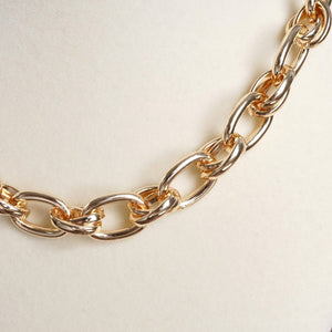 Chunky Fancy Cable Chain Necklace in Gold Tone