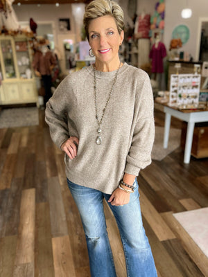 Split Hem Sweater in Latte