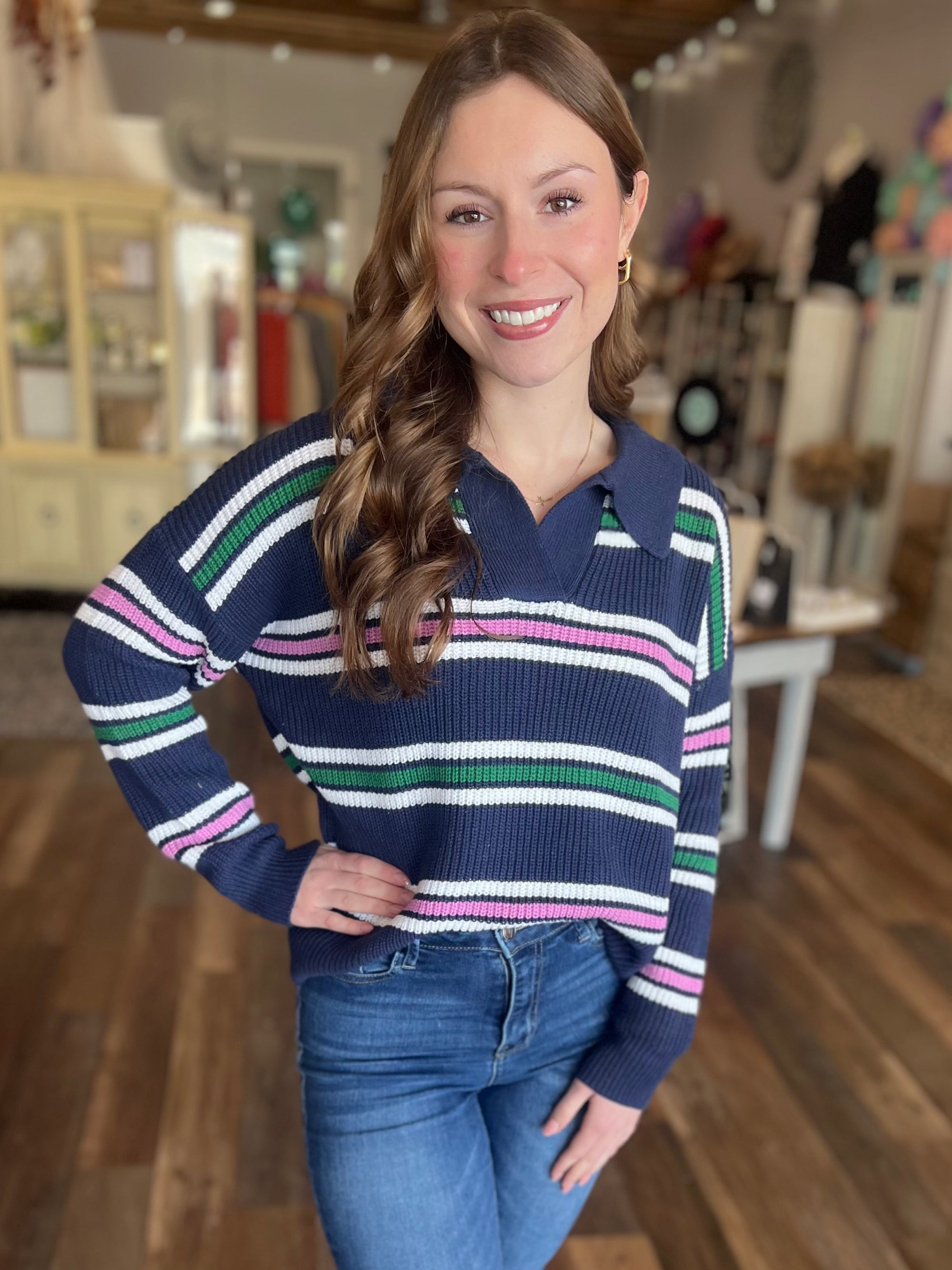 Trudy Long Sleeve Striped Sweater