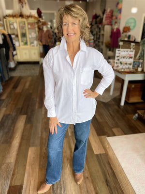 Oversized Button Down Blouse  in White