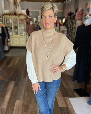 Taupe Short Sleeve Sweater