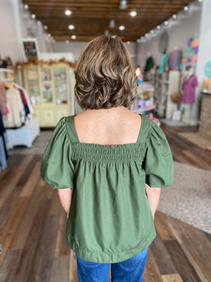 Olive Green Square Neck Top