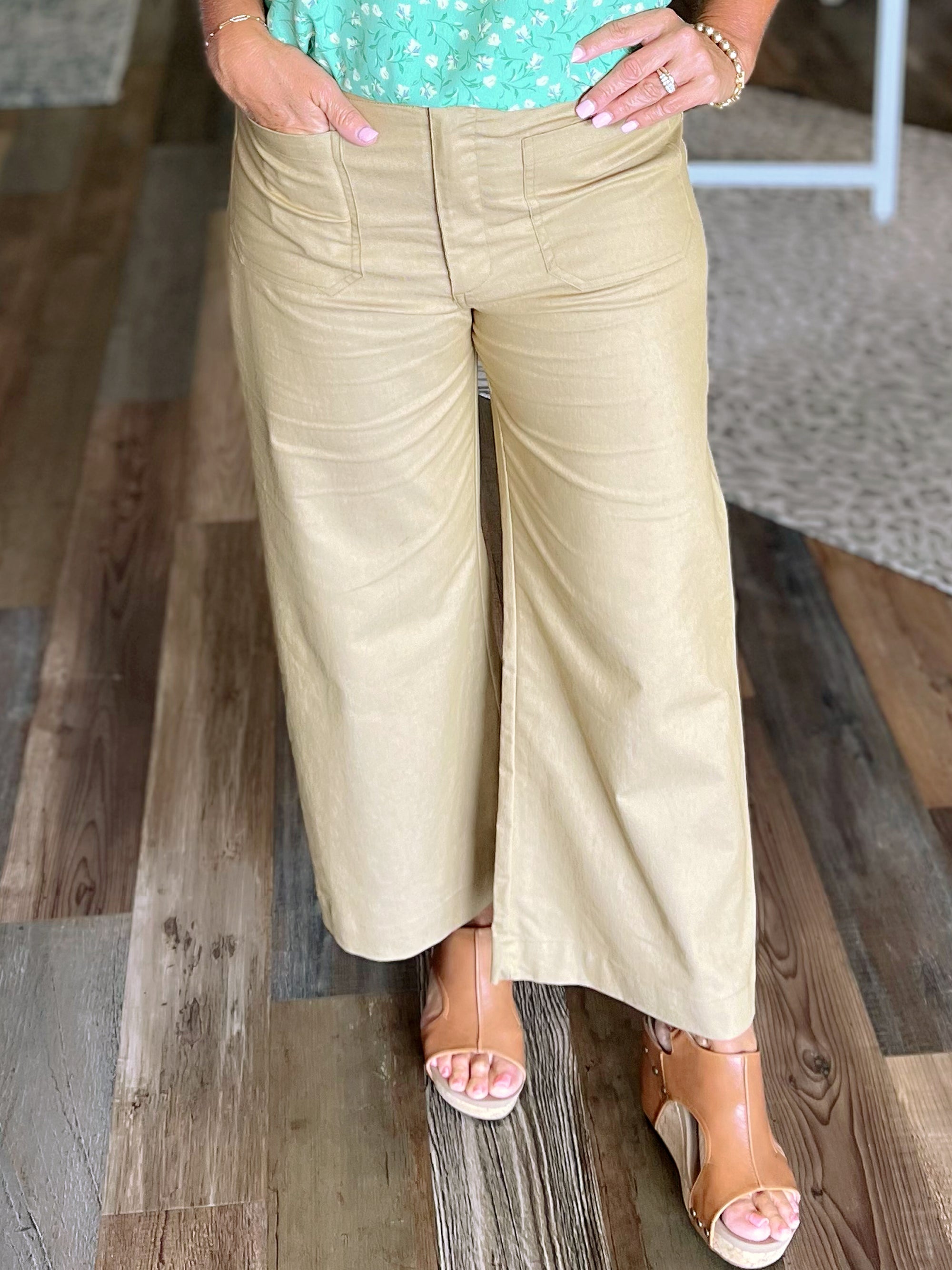 Khaki Ankle Cropped Pants