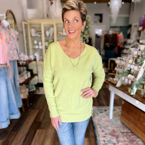 Matcha Green Front Seam Sweater