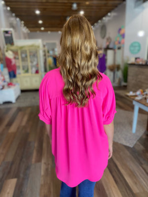 Madison Oversized Dolman Sleeve Top in Hot Pink