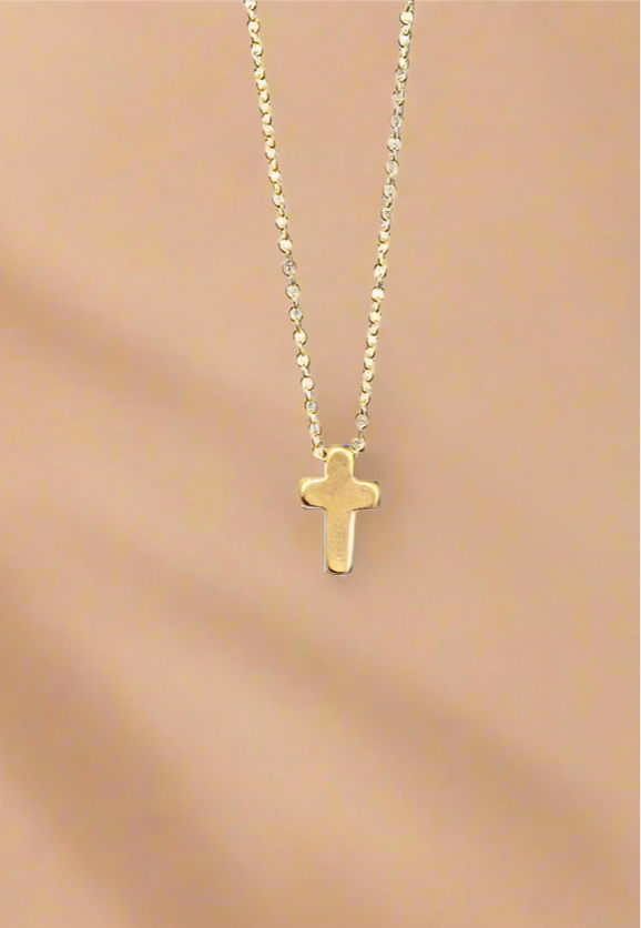 Tiny Cross Necklace in Gold or Silver