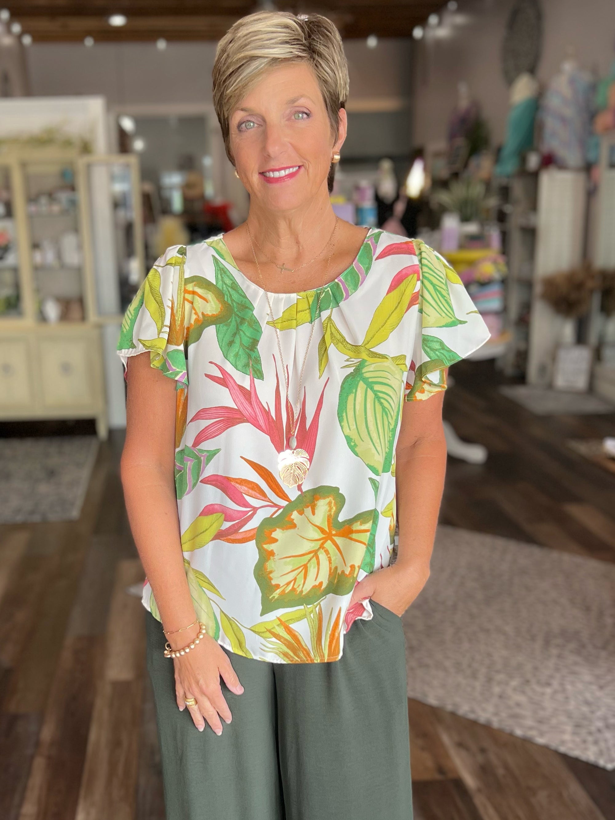 Tropical Print Blouse