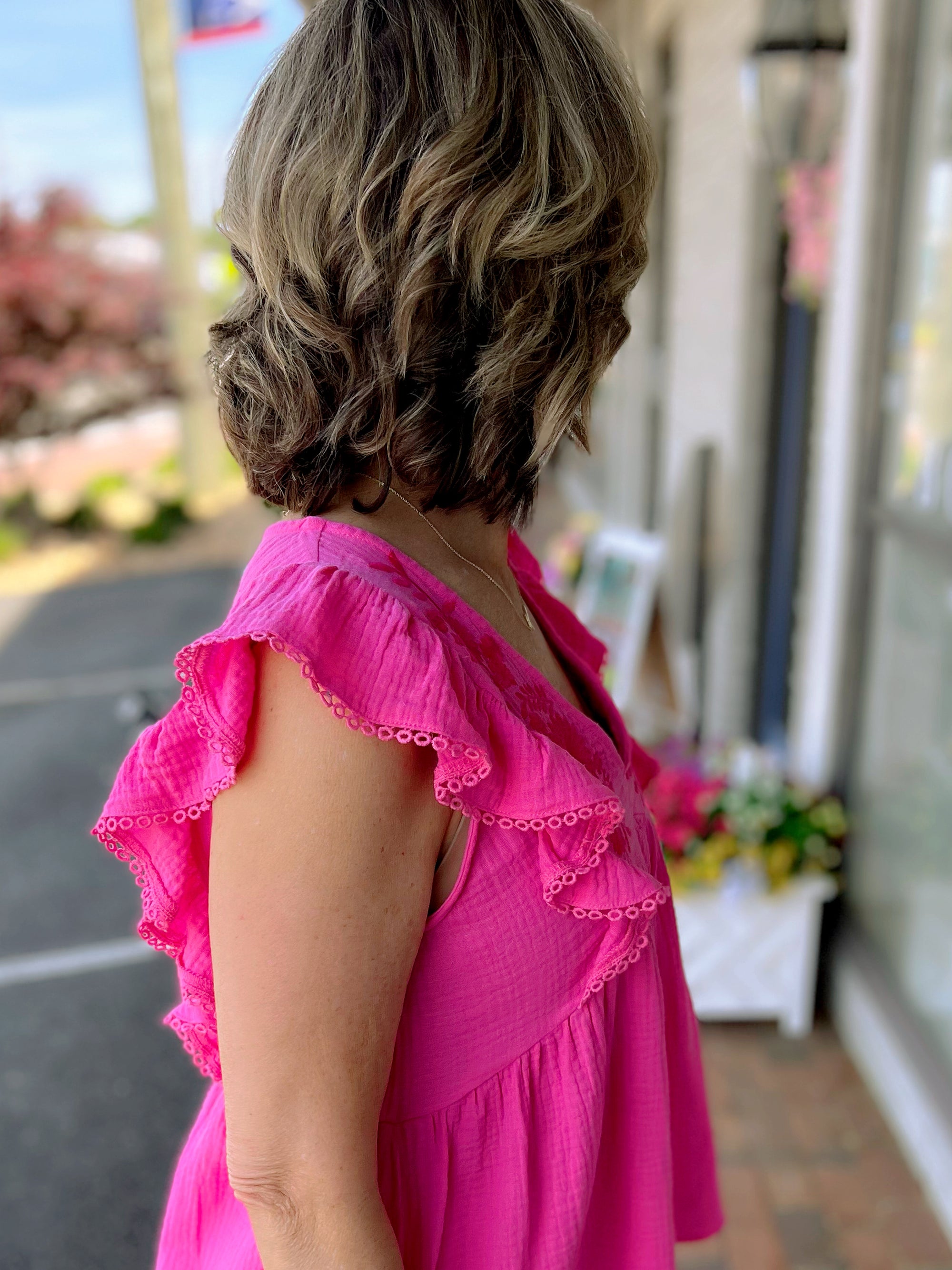 Pink Floral Embroidered Top