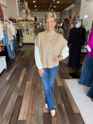 Taupe Short Sleeve Sweater