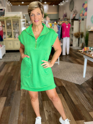 Elaine Textured Knit Dress in Green
