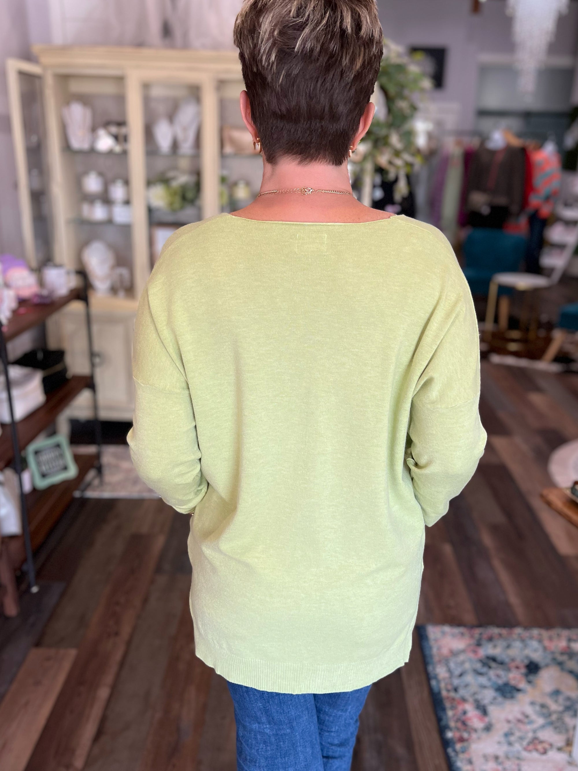 Matcha Green Front Seam Sweater