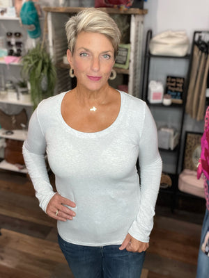 Basic Long Sleeve Scoop Neck Top