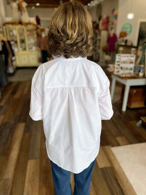 Oversized Button Down Blouse  in White