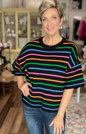 Perfect Pop of Color Striped Sweater