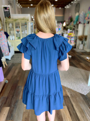 Remind Me Later Tiered Dress in Navy