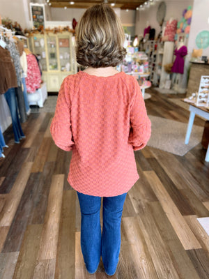 Rust Brushed Checkered Top