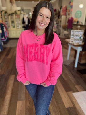 Merry Neon Pink Block Sweatshirt