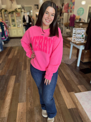 Merry Neon Pink Block Sweatshirt