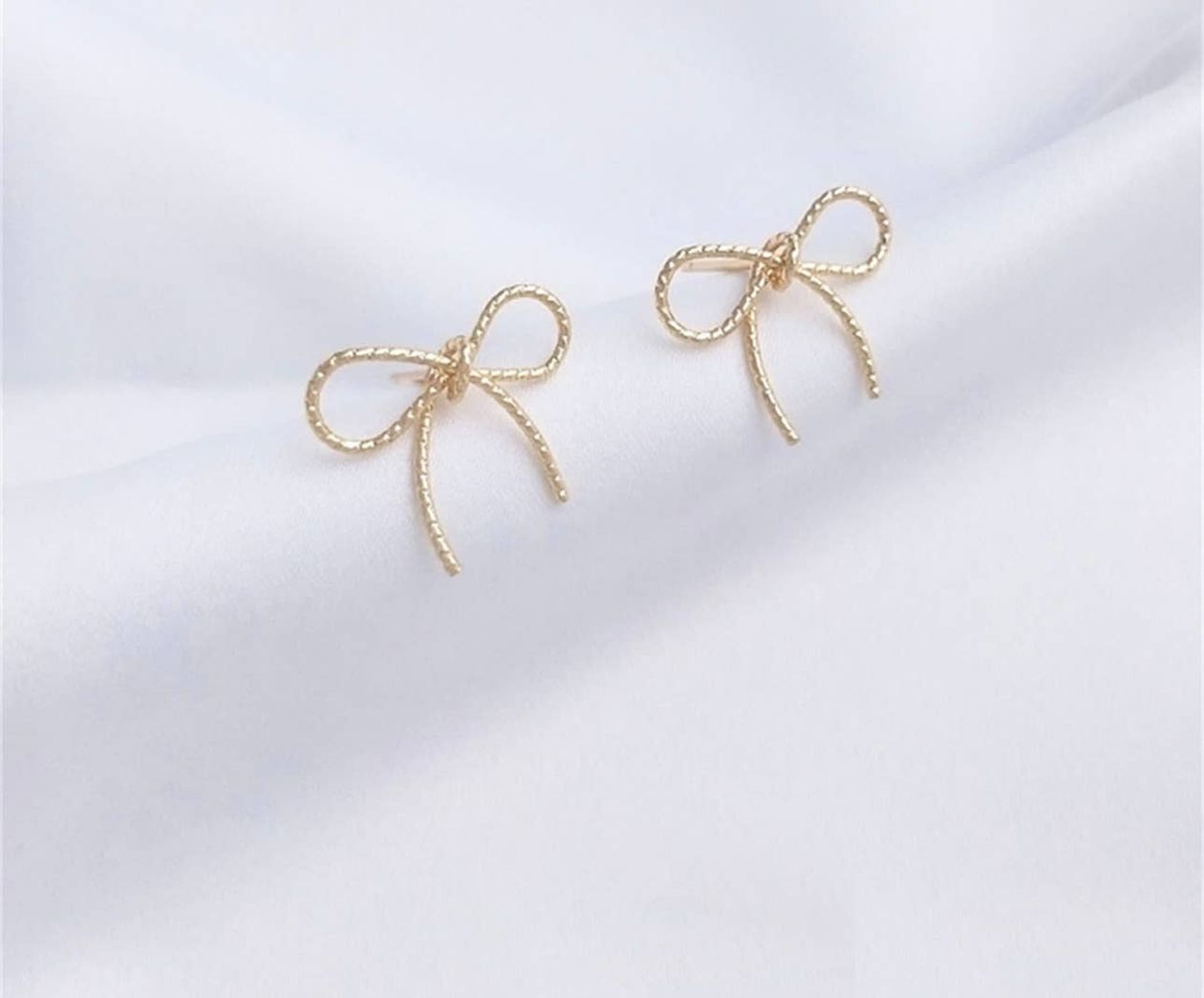 So Dainty LaLa 14k Gold Plated Bow Stud Earrings