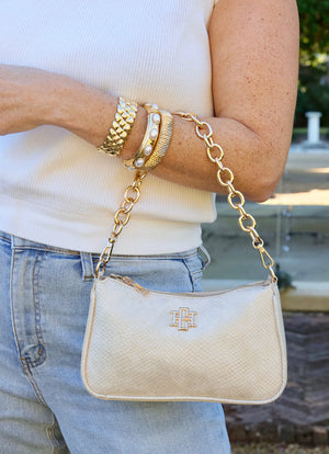 Joan Crossbody in Shimmer Champagne