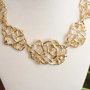 Chunky Statement Necklace in Gold Tone