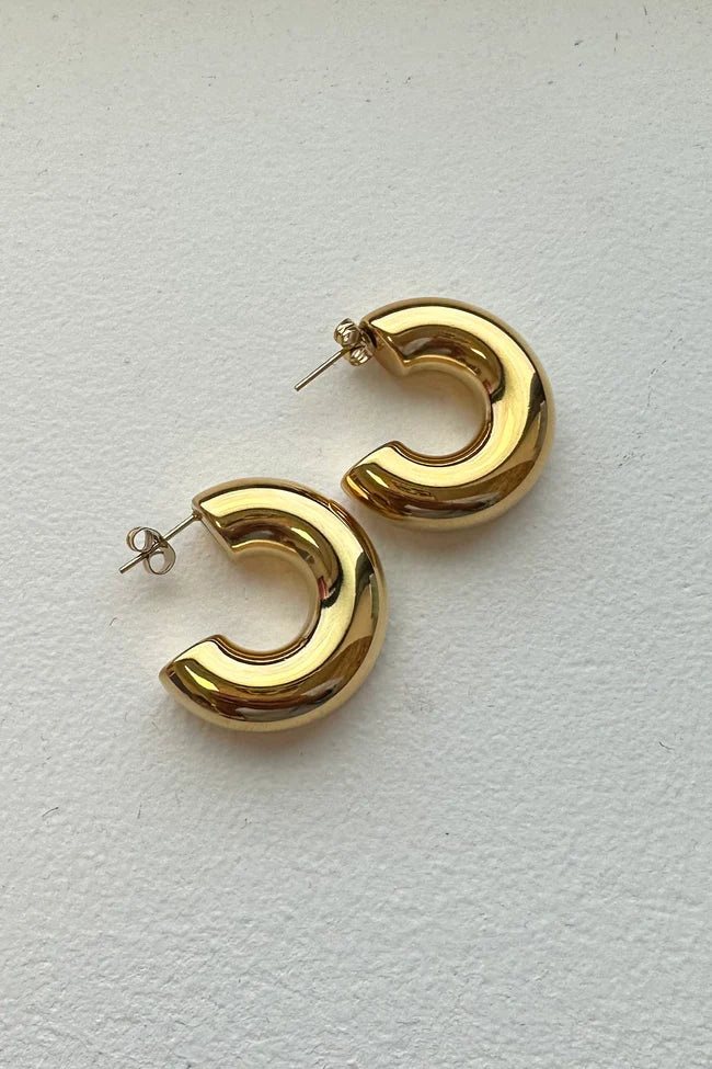 Tube Gold Hoop Earrings